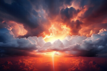 Fototapeta premium Sky In sunset with dramatic beautiful clouds version 19