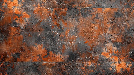 Grunge Rusty Orange-Brown Metal Corten Steel and Stone Background