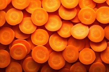 Thinly sliced carrots form a vibrant and nutritious background.






