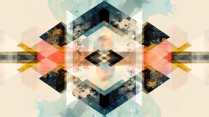 Obraz premium Colorful abstract shapes intersect in a dynamic pattern against a light backdrop, creating visual interest and depth