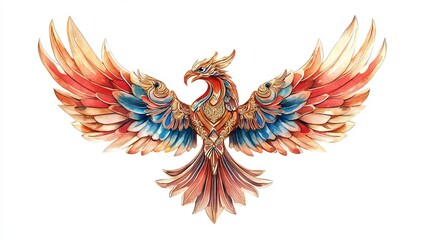Obraz premium 3D Watercolor Garuda Emblem with Pancasila Symbols - Indonesian Heritage Art