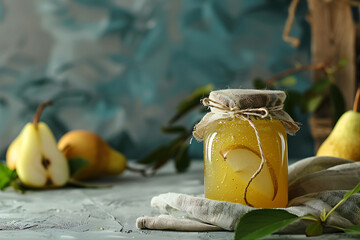 Lovely Delicious Pear Vanilla Jam in a mason jar