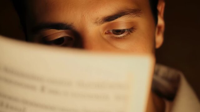 Zoomedin shot of a bilingual translator intently reading a line from a foreign document.