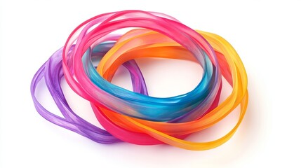 3D Watercolor Resistance Bands with Bold Outlines - Stock Illustration