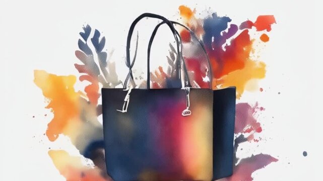 watercolor shopping bag on black friday, motion