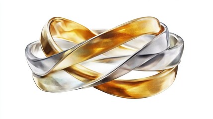 Silver & Gold 3D Watercolor Bangles with Bold Outline - Stylish Jewelry Design