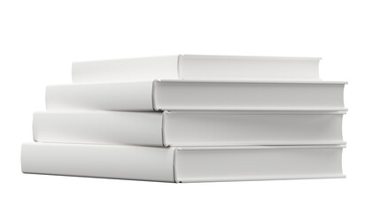 Close up white colors of book cover Books stacked set on isolate background.
