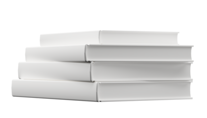 Close up white colors of book cover Books stacked set on isolate background.
