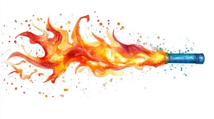 3D Watercolor Torch with Flames: A Digital Art Masterpiece