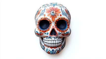 3D Watercolor Mexican Skull Face Paint - Traditional Design