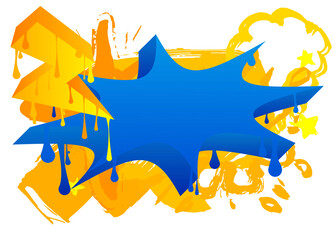 Graffiti speech bubble on colorful background. White abstract modern Messaging sign street art decoration, Discussion icon performed in urban painting style.