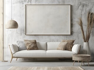 White frame with a minimalist design, displayed on a neutral-colored wall in a simple room