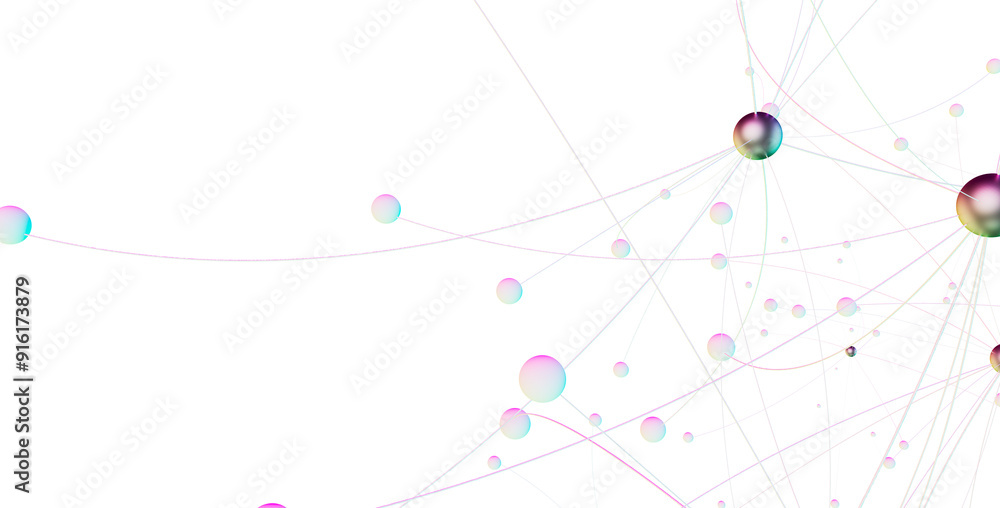 Poster Abstract 3d rendering of network concept. Modern background. Futuristic shape with spheres and lines. Design for poster, cover,