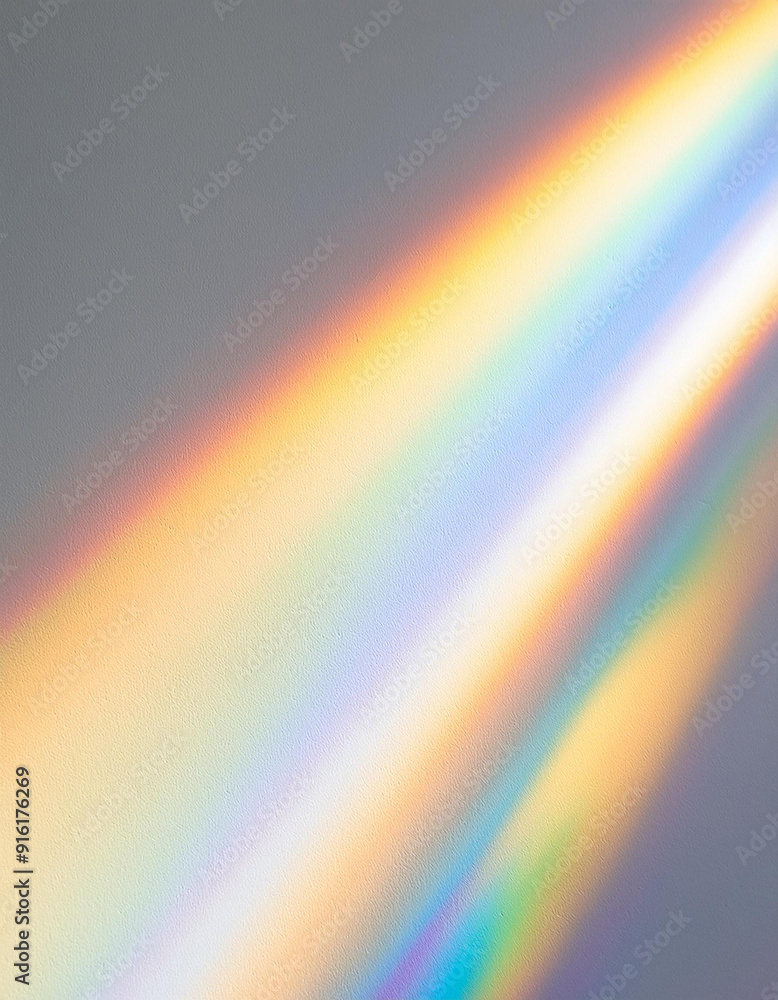 Poster blurred rainbow light refraction texture overlay effect for photo and mockups. organic drop diagonal