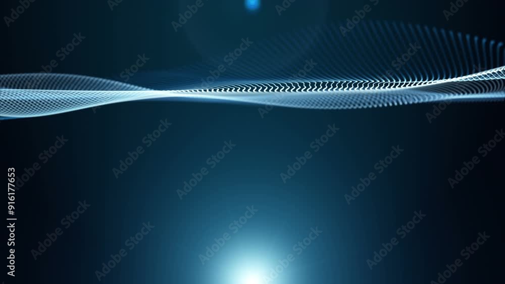 Aufkleber futuristic video animation with wave object and glowing light in slow motion, 4096x2304 loop 4k