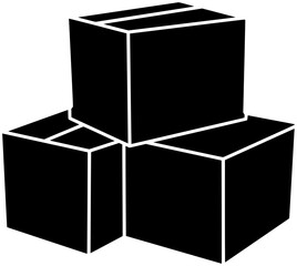 box illustration cardboard silhouette carton logo package icon delivery outline pack parcel storage shipping paper empty container cargo deliver shape packaging mail brown for vector graphic