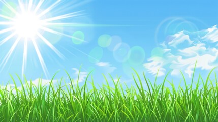 Obraz premium Sunny Day with Lush Green Grass