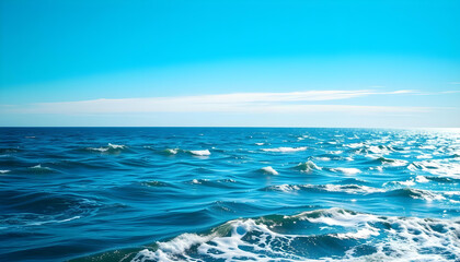 Fototapeta premium Blue Ocean Waves Under a Clear Sky