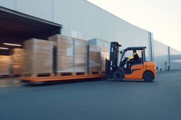 Forklift Carrying Cargo At A Warehouse