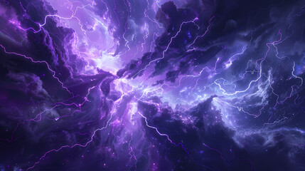 Fototapeta premium Purple lightning, a spectacular sight in the sky