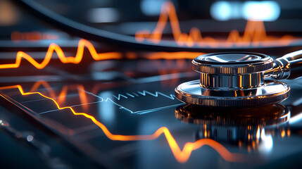 Obraz premium Heartbeat in focus healthy heart wave detection