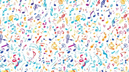 Colorful Music Notes Seamless Pattern.