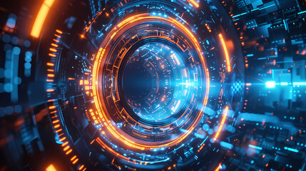 Fototapeta premium Sci-fi future, exploration of the digital world