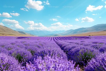 Lavender Field in Mountainous Landscape