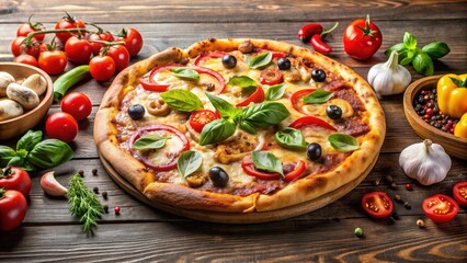 Delicious pizza topped with an assortment of supreme ingredients, supreme, pizza, food, tasty, delicious, Italian, cuisine