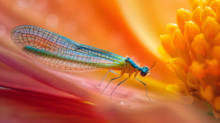 Macro Photography of a Damselfly on a Flower