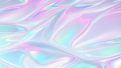 Fototapeta premium Holographic background seamless trendy iridescent light foil texture. Soft holographic pastel unicorn marble background pattern. Modern pearlescent blurry abstract swirl illustration. 