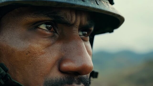 The stern and focused eyes of a skilled Ashigaru soldier ready to exee his orders on the battlefield.