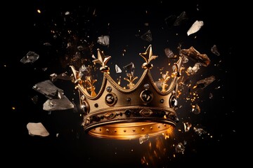 a golden crown with a lot of broken glass