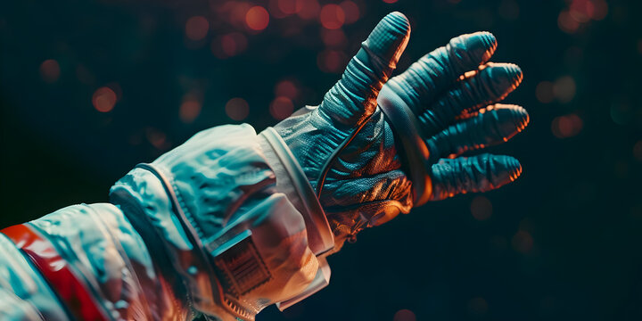 Astronaut's Hand Reaching Out in Space 3D Illustration - Powered by Adobe
