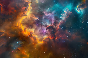 Fototapeta premium Cosmic Nebula: A Vivid Display of Gas and Dust