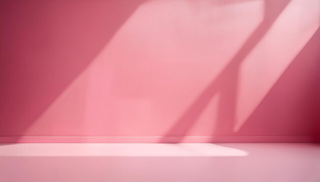 Wall interior background, studio and backdrops show products. with shadow from window color pink background for text insertion and presentation product