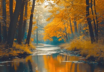 Obraz premium Autumnal River Scene