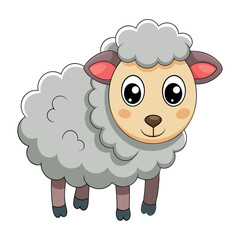 A cute minimalistic cartoon sheep vector illustration