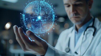 Doctor analyzing digital x-ray, symbol of modern medicine and global healthcare