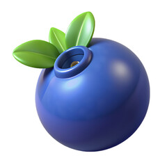 A 3d blueberry isolated on transparent background.