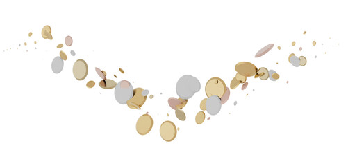 Cascading Splendor: Striking 3D Illustration Showcasing a Dazzling gold Confetti Display