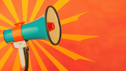 Colorful megaphone against a vibrant background, perfect for communication and advertising concepts.