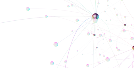 Multi color connected lines and dots network 3d illustration