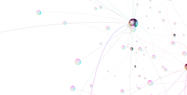 Multi color connected lines and dots network 3d illustration