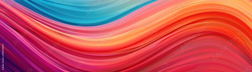 Poster vibrant abstract background with flowing colorful waves in red, orange, pink, and blue gradients, cr