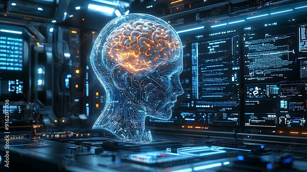 Poster intricate network of digital pathways on high-tech circuit board, symbolizing global connectivity an
