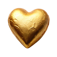 A gold heart shaped candy on transparent background