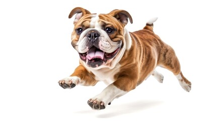 Obraz premium Happy Bulldog Running in mid-air