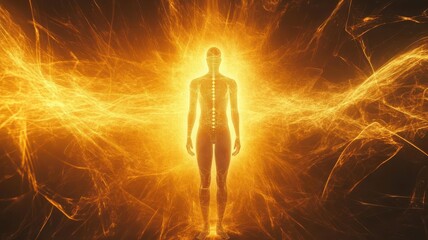 Abstract image of tuning forks interacting with human body energy fields,  Tuning Fork Therapy ,  energy