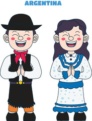 cute illustration of traditional Argentine clothing.